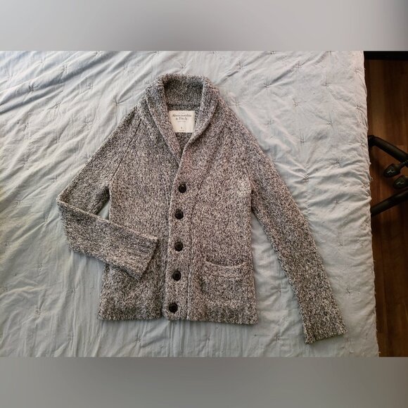 Abercrombie & Fitch Cotton Blend Cardigan Sweater (Gray, S) - Picture 2 of 12
